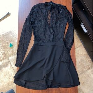 Revamped XS Black Lace Dress with Attached Shorts
